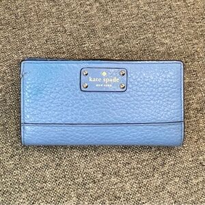 Kate Spade Stacy Bay Street Bifold Leather Wallet color Alice blue